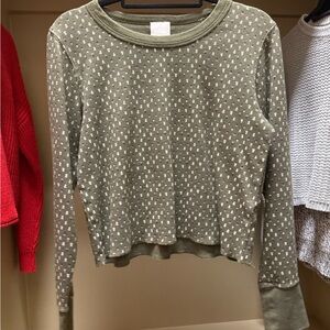 Abound Olive Long Sleeve Top with Dots